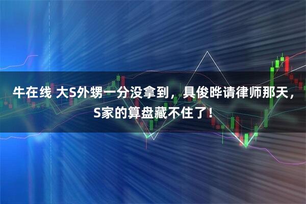 牛在线 大S外甥一分没拿到，具俊晔请律师那天，S家的算盘藏不住了！